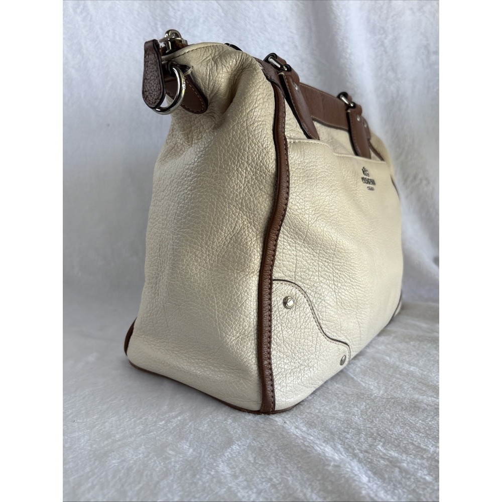 COACH Spectator Satchel Bag Cream Brown Leather Crossbody Top Handle F37679 - Picture 5 of 15
